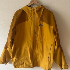REI Co-op Yellow Hooded Rain Jacket